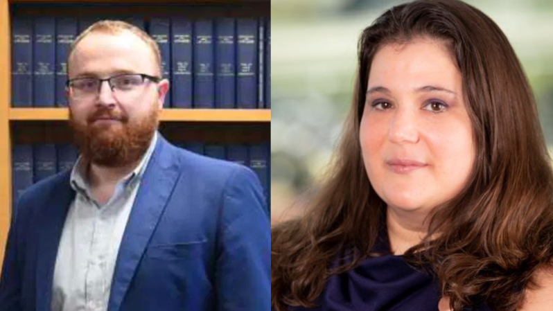 Male and female academics side by side